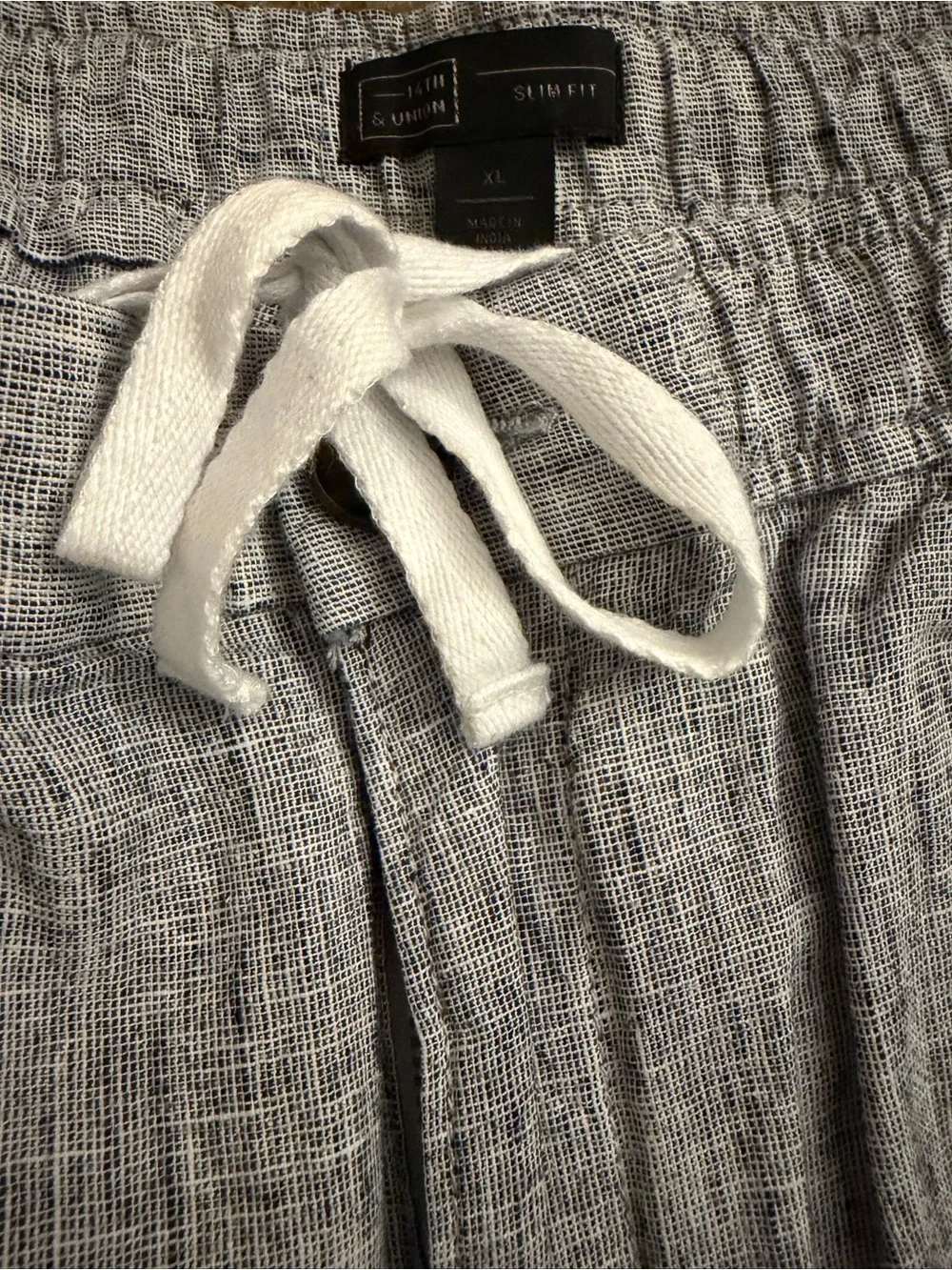 Club Monaco Light Gray Drawstring Linen-Blend Chinos